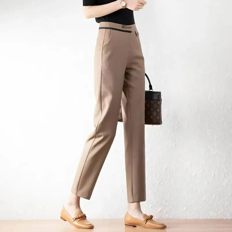 Straight-Leg Trousers for Women - Comfortable Cotton Blend - Versatile Casual or Office Wear - Available in Multiple Sizes