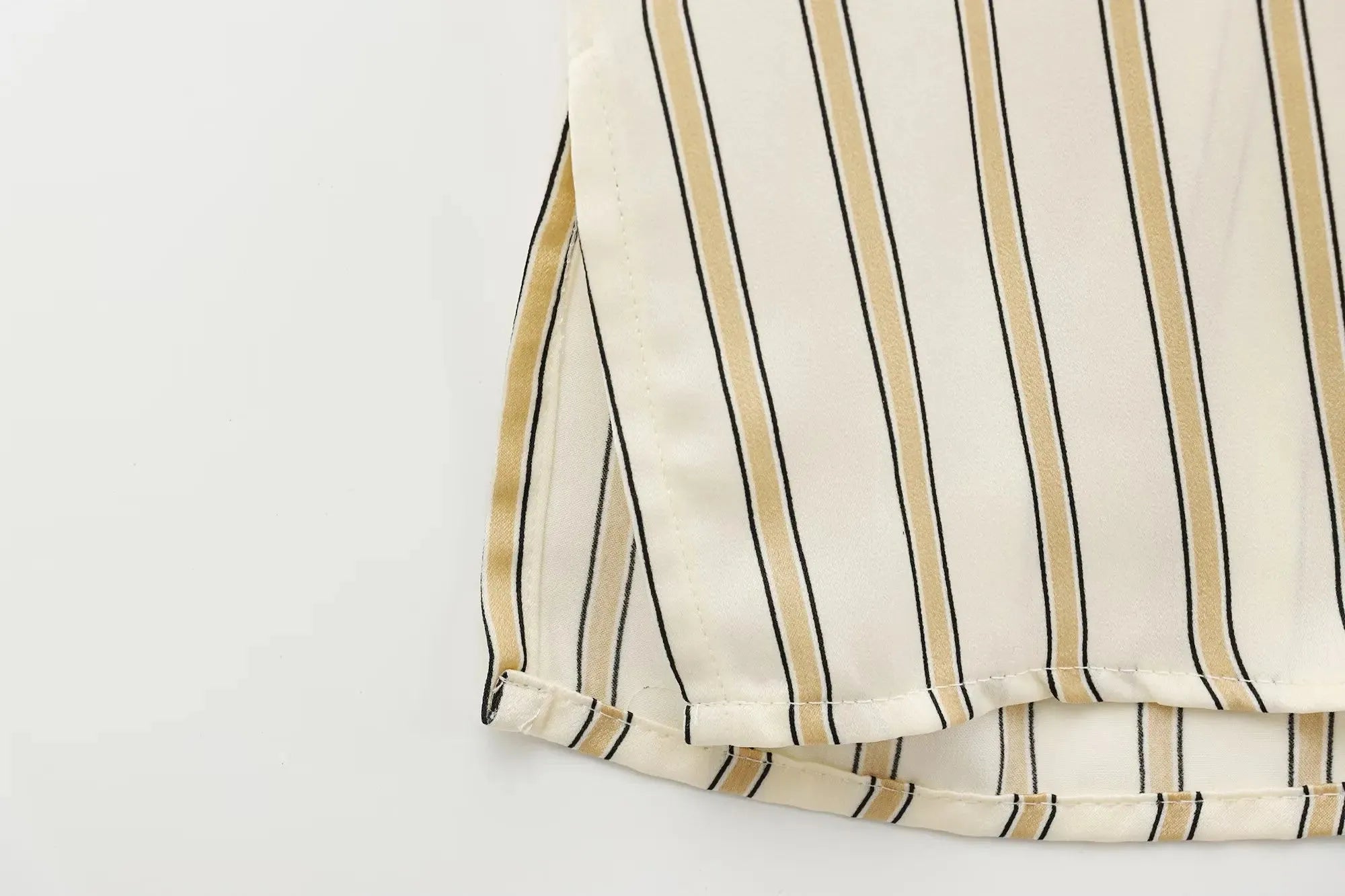 Striped Cotton Button-Up Blouse for Women - Casual European Style Top for Everyday Wear