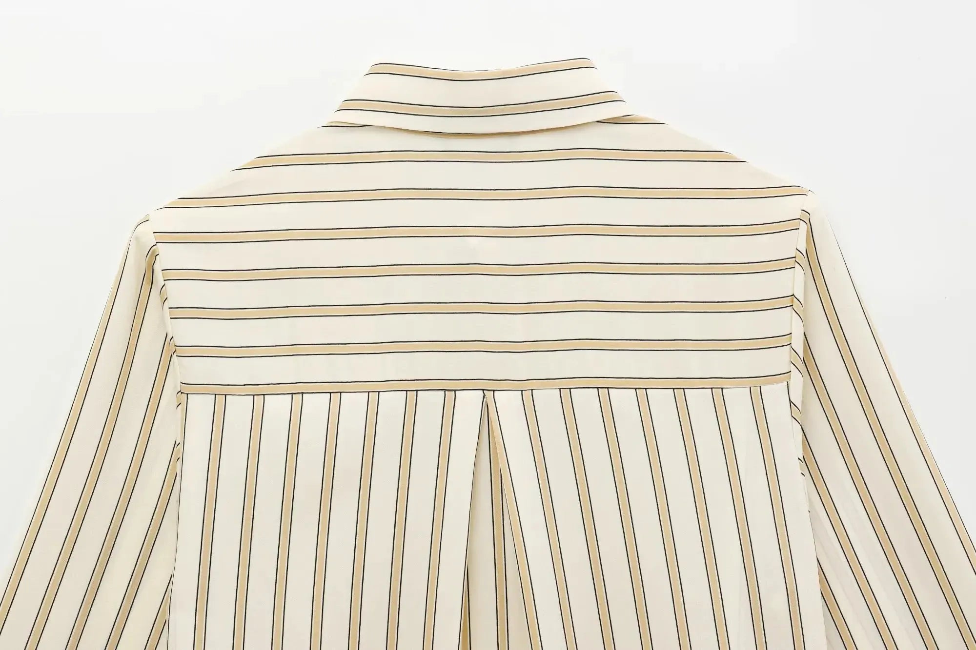 Striped Cotton Button-Up Blouse for Women - Casual European Style Top for Everyday Wear