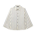 Striped Cotton Button-Up Blouse for Women - Casual European Style Top for Everyday Wear