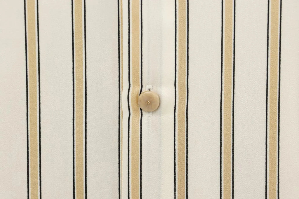 Striped Cotton Button-Up Blouse for Women - Casual European Style Top for Everyday Wear