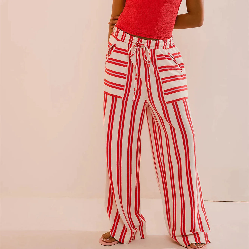Striped Lounge Pants for Women | Soft Cotton Blend | Casual Relaxed Fit | Perfect for Home or Travel