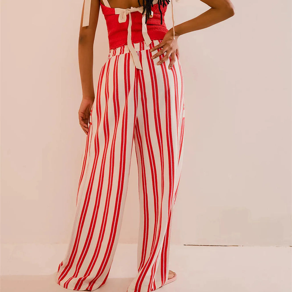 Striped Lounge Pants for Women | Soft Cotton Blend | Casual Relaxed Fit | Perfect for Home or Travel