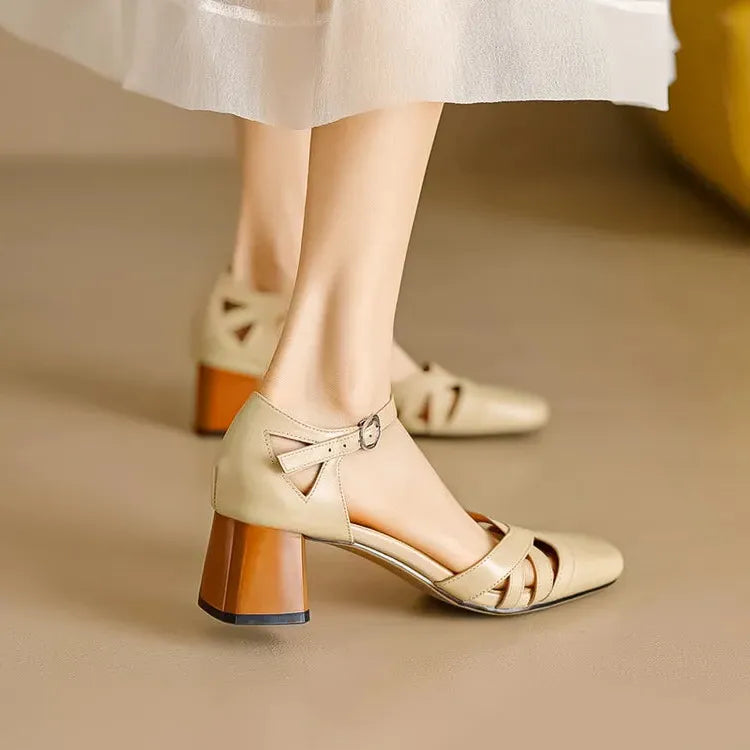 Suede Heeled Sandals for Women - Stylish Open-Toe Design for Casual or Dressy Occasions