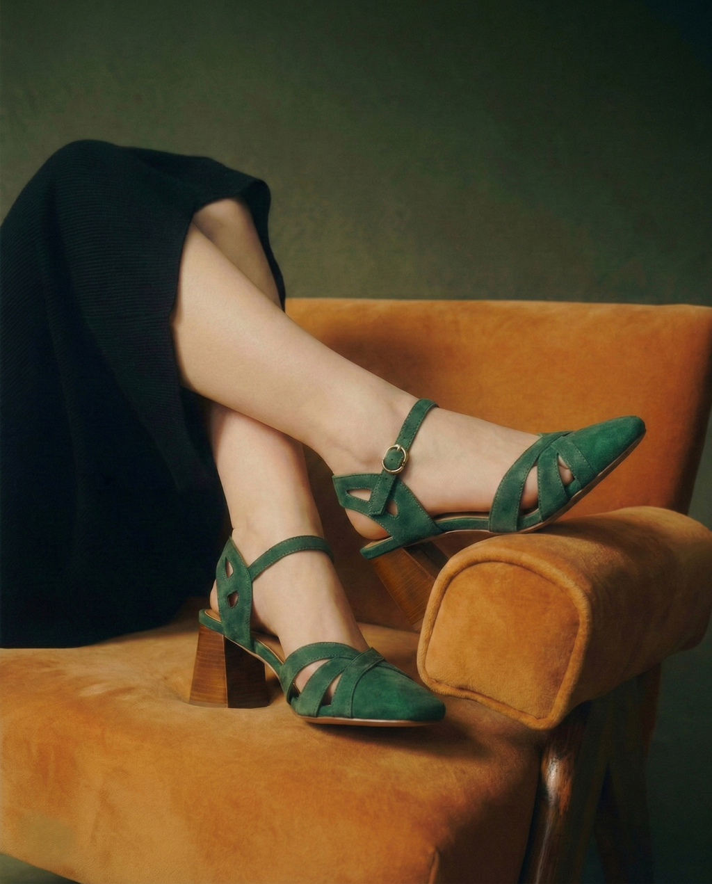 Suede Heeled Sandals for Women - Stylish Open-Toe Design for Casual or Dressy Occasions