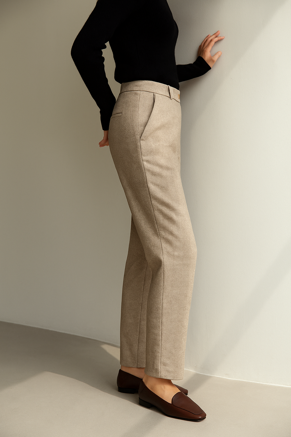 Tailored Wool Pants for Women - Classic Fit, Office Wear, Formal Attire, Versatile Style, Available in Multiple Sizes