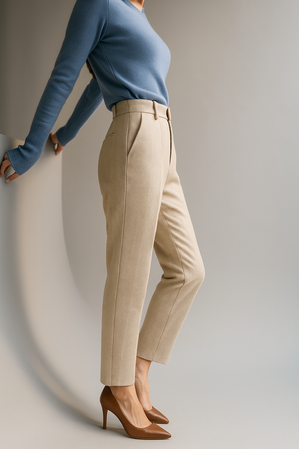 Tailored Wool Pants for Women - Classic Fit, Office Wear, Formal Attire, Versatile Style, Available in Multiple Sizes