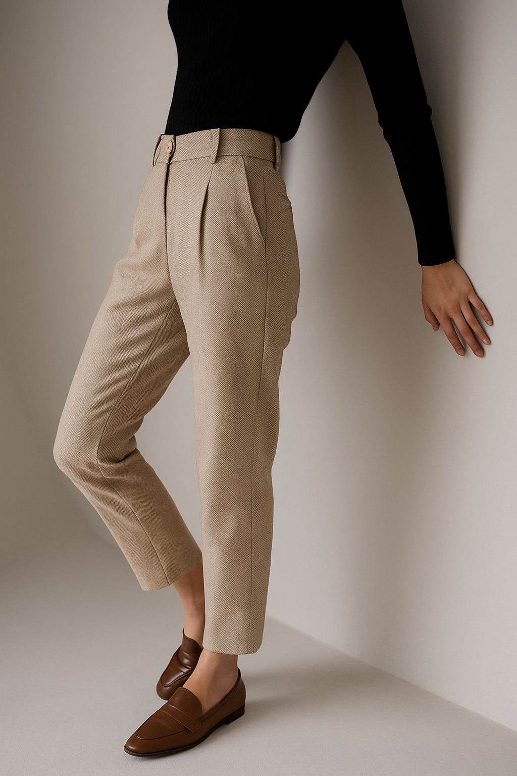 Tailored Wool Pants for Women - Classic Fit, Office Wear, Formal Attire, Versatile Style, Available in Multiple Sizes