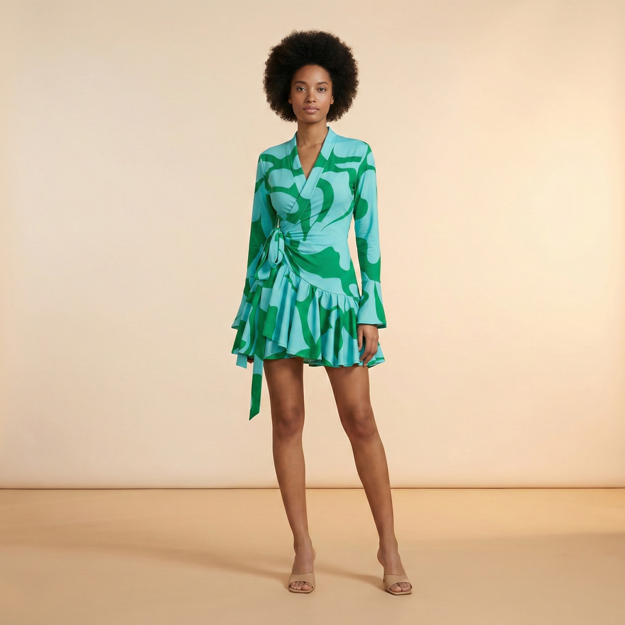 Tie-Dye V-Neck Dress for Women - Soft Cotton Fabric, Casual Summer Wear, Lightweight and Comfortable