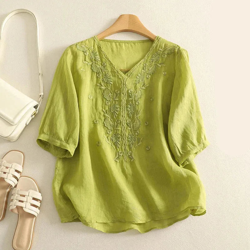 V-Neck Cotton Blouse for Women | Casual Everyday Wear | Lightweight and Comfortable Top