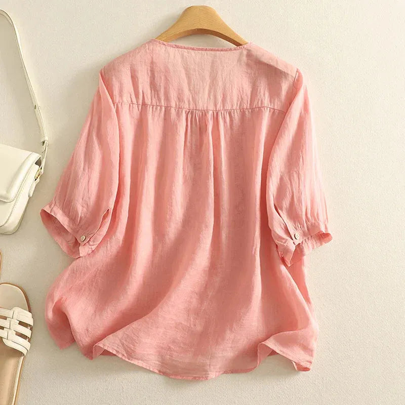 V-Neck Cotton Blouse for Women | Casual Everyday Wear | Lightweight and Comfortable Top