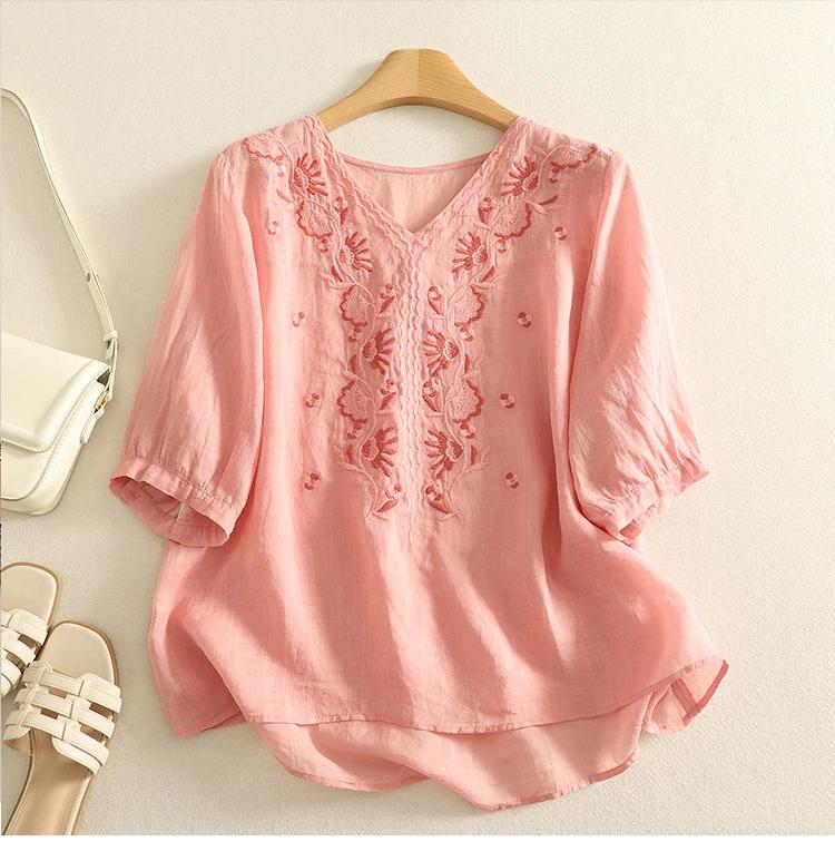 V-Neck Cotton Blouse for Women | Casual Everyday Wear | Lightweight and Comfortable Top