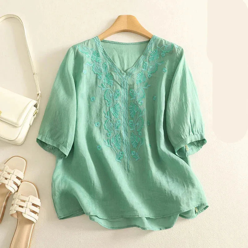 V-Neck Cotton Blouse for Women | Casual Everyday Wear | Lightweight and Comfortable Top