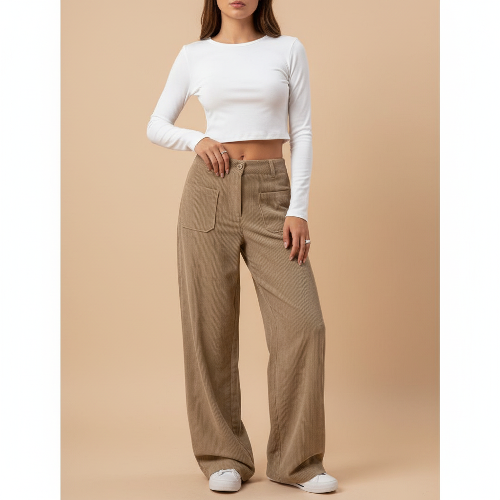 Wide Leg Casual Trousers for Women - Lightweight Cotton Blend - Perfect for Everyday Wear
