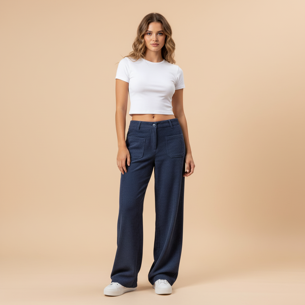 Wide Leg Casual Trousers for Women - Lightweight Cotton Blend - Perfect for Everyday Wear