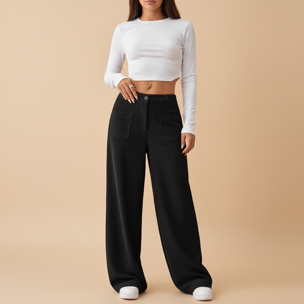 Wide Leg Casual Trousers for Women - Lightweight Cotton Blend - Perfect for Everyday Wear