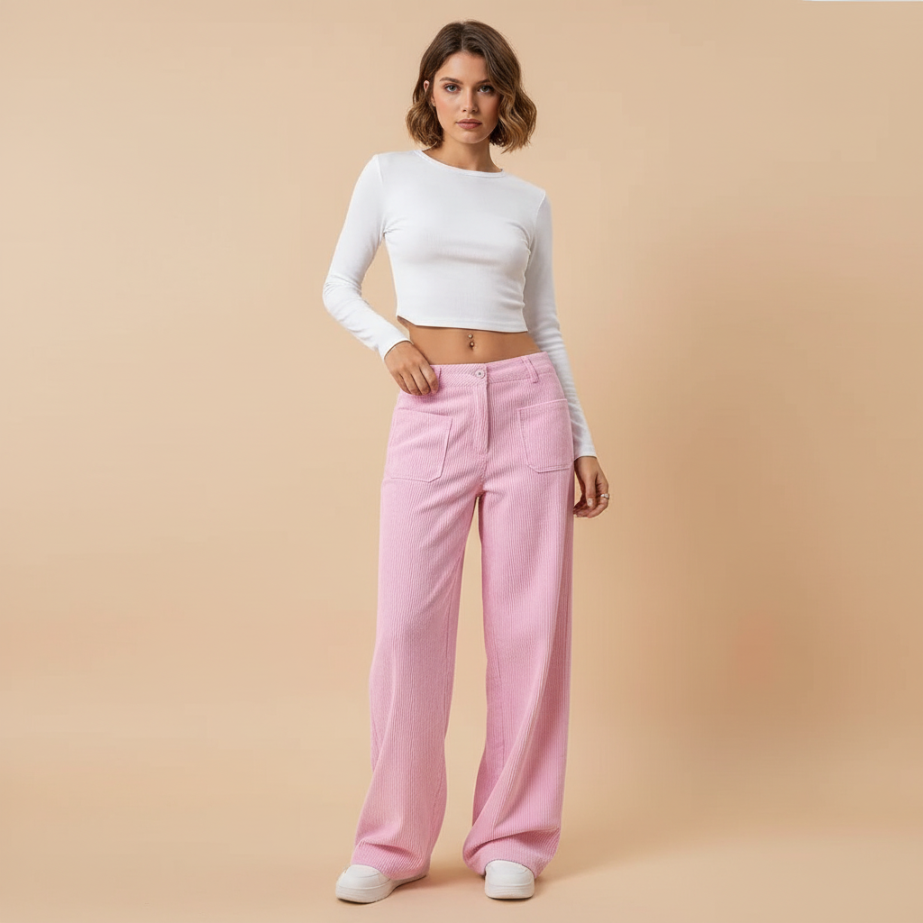 Wide Leg Casual Trousers for Women - Lightweight Cotton Blend - Perfect for Everyday Wear