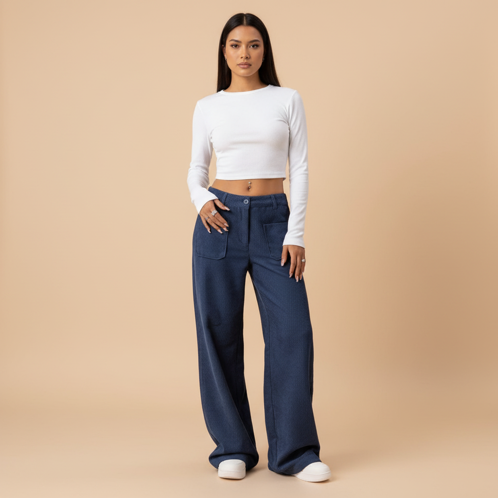 Wide Leg Casual Trousers for Women - Lightweight Cotton Blend - Perfect for Everyday Wear