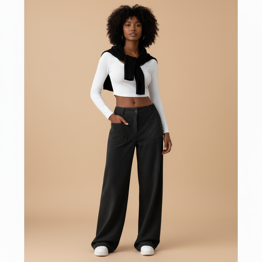 Wide Leg Casual Trousers for Women - Lightweight Cotton Blend - Perfect for Everyday Wear