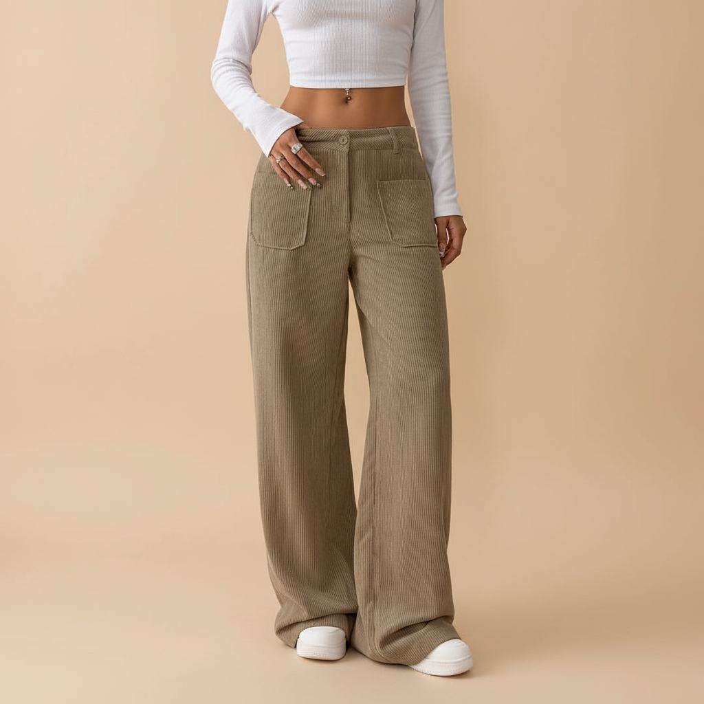 Wide Leg Casual Trousers for Women - Lightweight Cotton Blend - Perfect for Everyday Wear