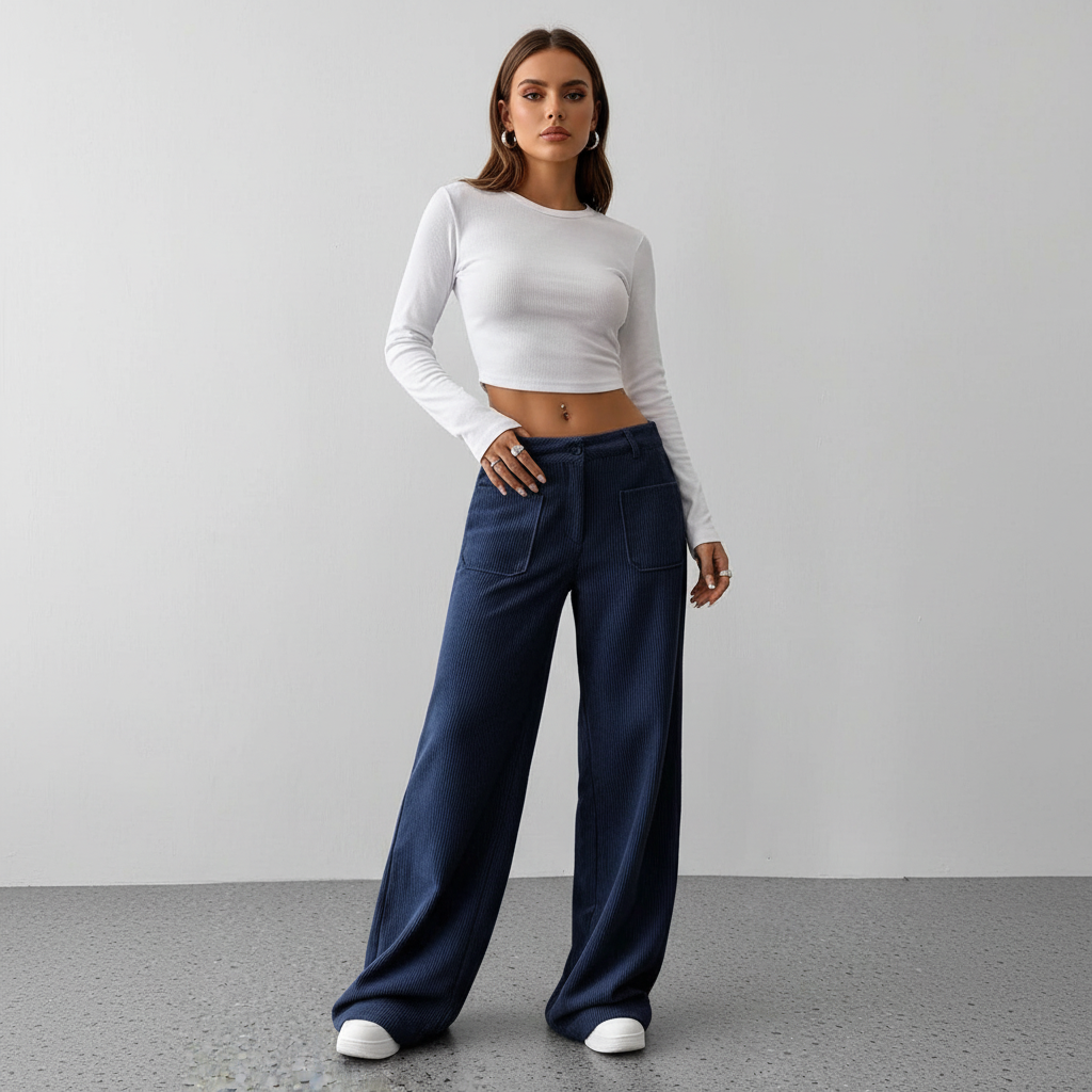 Wide Leg Casual Trousers for Women - Lightweight Cotton Blend - Perfect for Everyday Wear