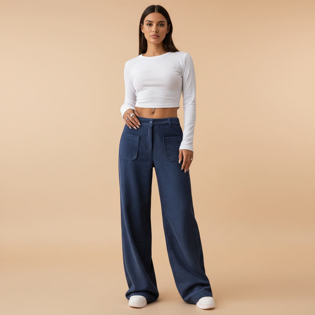 Wide Leg Casual Trousers for Women - Lightweight Cotton Blend - Perfect for Everyday Wear