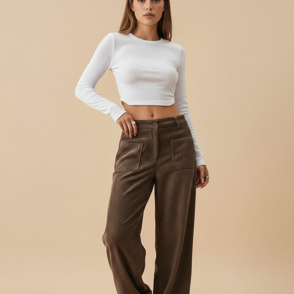 Wide Leg Casual Trousers for Women - Lightweight Cotton Blend - Perfect for Everyday Wear
