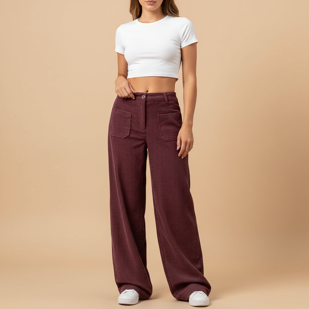 Wide Leg Casual Trousers for Women - Lightweight Cotton Blend - Perfect for Everyday Wear