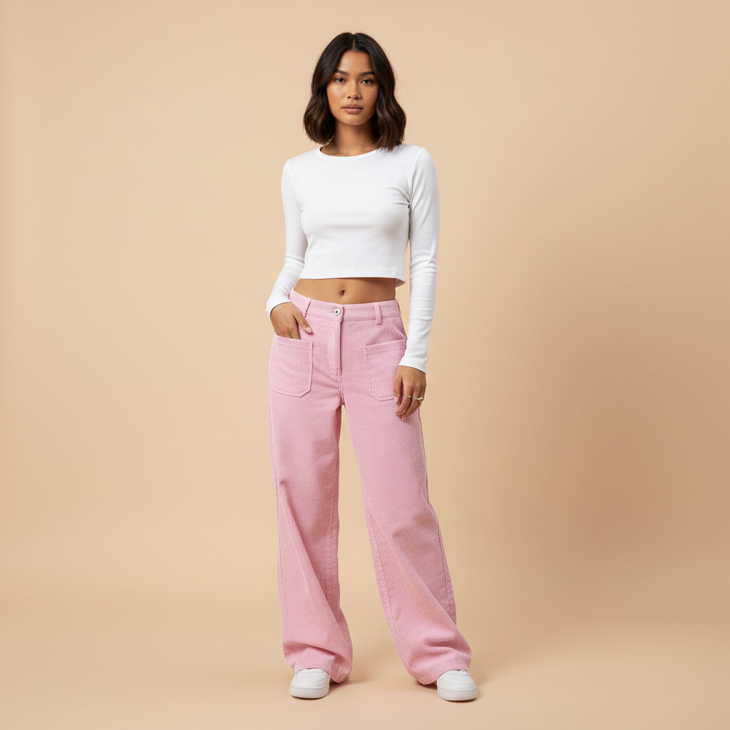 Wide Leg Casual Trousers for Women - Lightweight Cotton Blend - Perfect for Everyday Wear