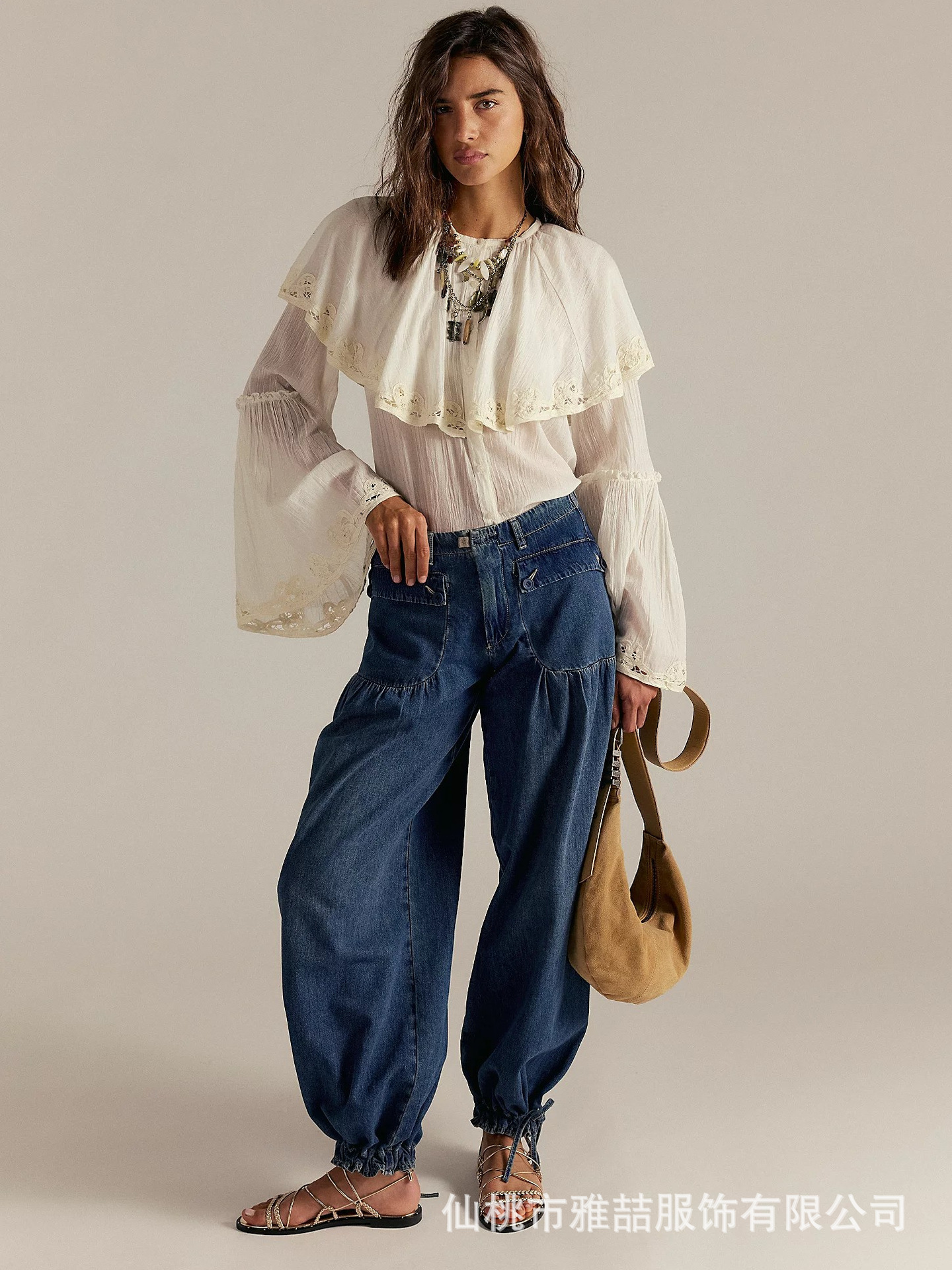 Wide-Leg Denim Jeans for Women - Comfortable Cotton Fabric - Casual Everyday Wear - Various Sizes Available