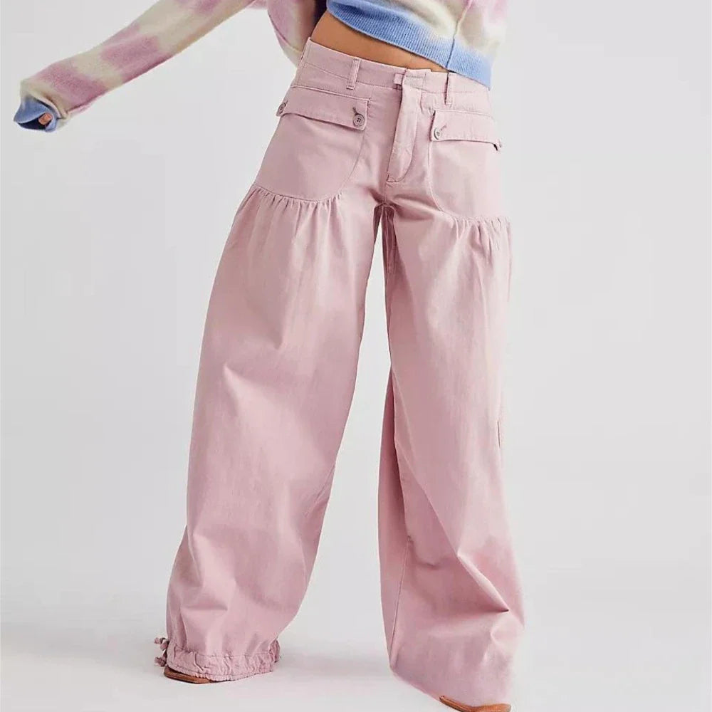 Wide-Leg Denim Jeans for Women - Comfortable Cotton Fabric - Casual Everyday Wear - Various Sizes Available