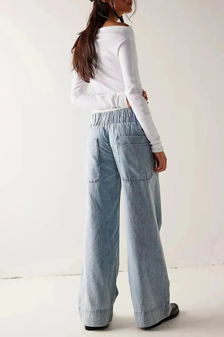 Wide-Leg Denim Jeans for Women | Comfortable Cotton Fabric | Casual Everyday Wear | Versatile Fashion Bottoms