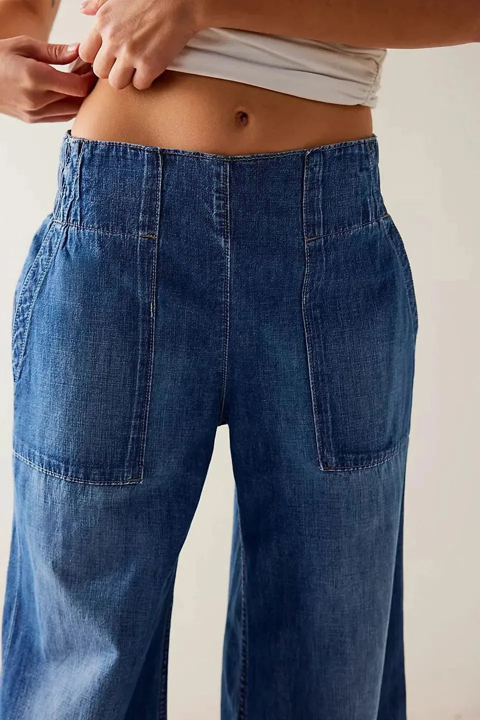 Wide-Leg Denim Jeans for Women | Comfortable Cotton Fabric | Casual Everyday Wear | Versatile Fashion Bottoms