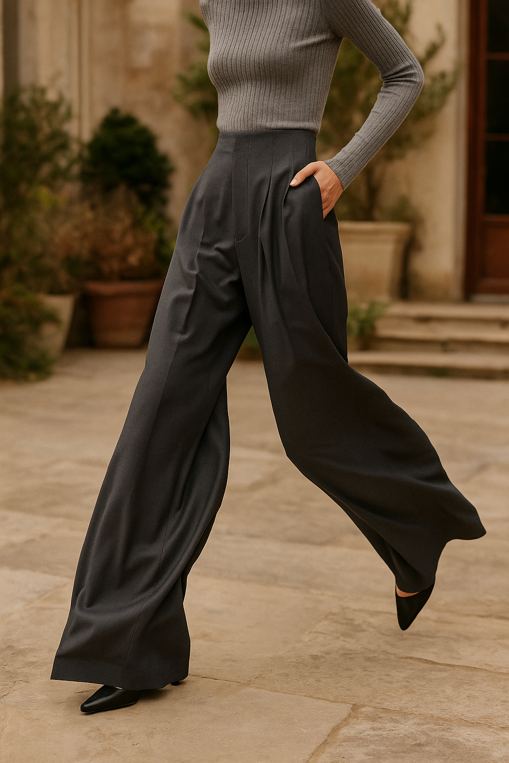Wide Leg Draped Pants in Soft Fabric for Casual or Dressy Occasions - Comfortable and Stylish Women's Trousers