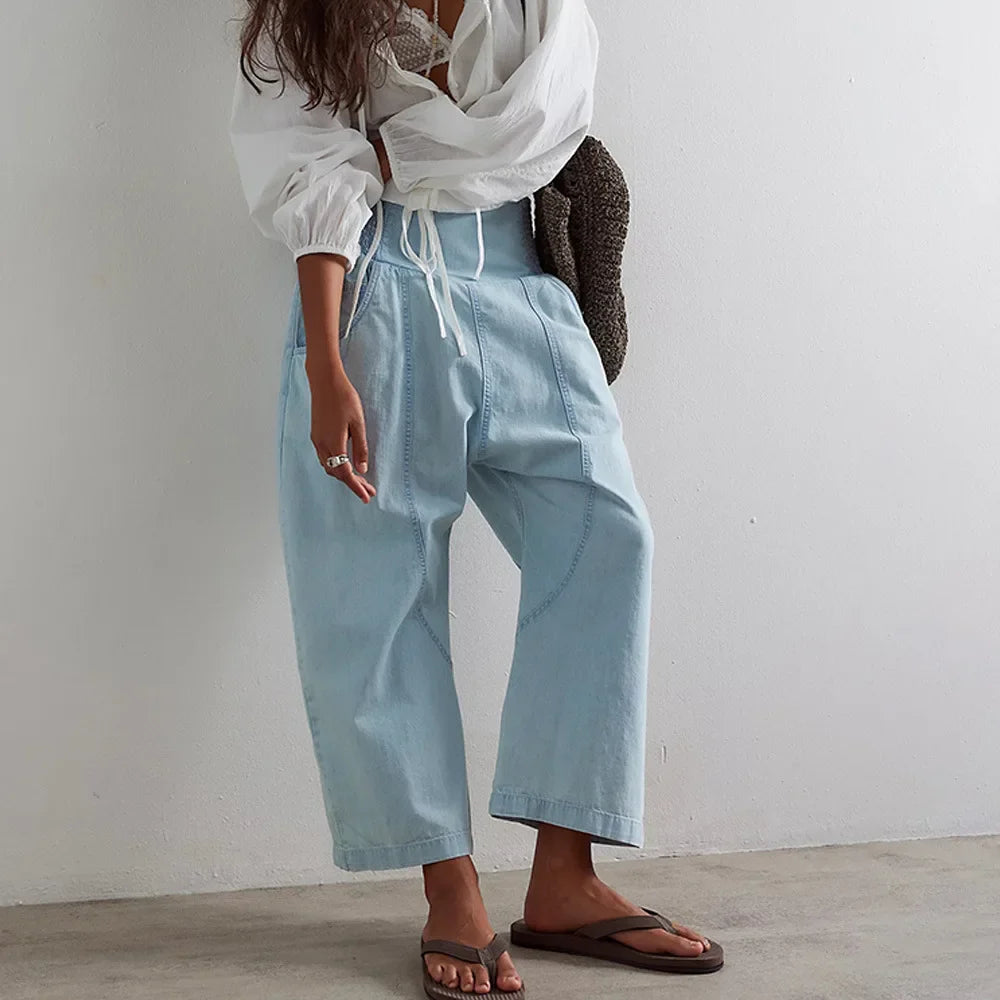 Wide Leg Pants for Women - Comfortable Cotton Blend - Casual Weekend Wear - Versatile Fashion Trousers