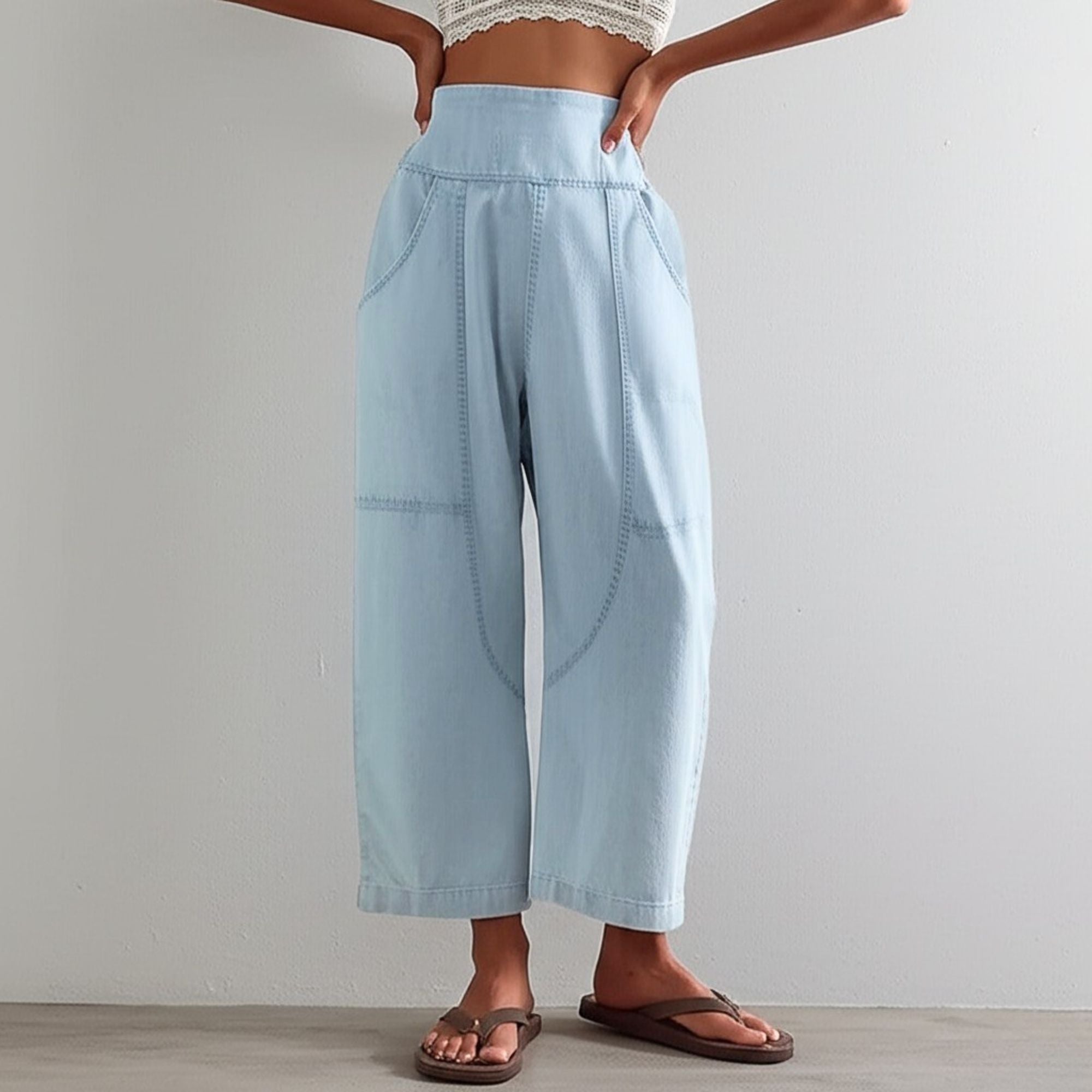 Wide Leg Pants for Women - Comfortable Cotton Blend - Casual Weekend Wear - Versatile Fashion Trousers