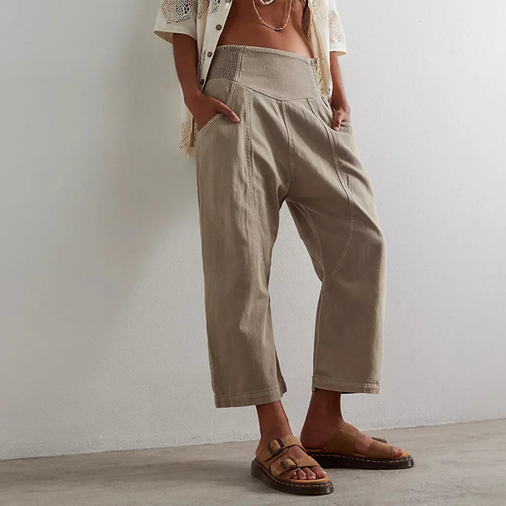 Wide Leg Pants for Women - Comfortable Cotton Blend - Casual Weekend Wear - Versatile Fashion Trousers