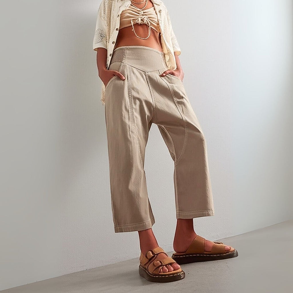 Wide Leg Pants for Women - Comfortable Cotton Blend - Casual Weekend Wear - Versatile Fashion Trousers