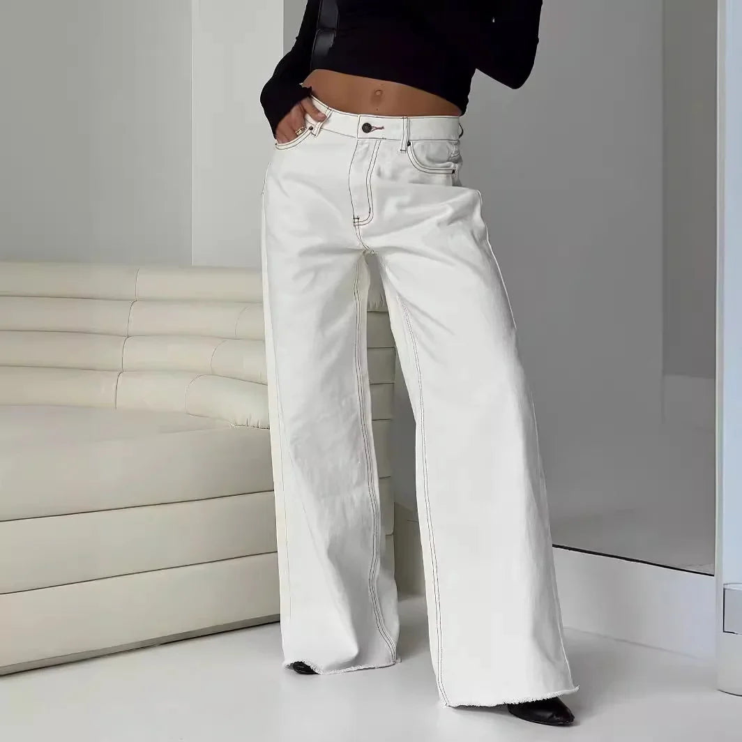 Wide-Leg Relaxed Jeans for Women - Comfortable Denim Trousers for Casual Wear - Versatile Everyday Style
