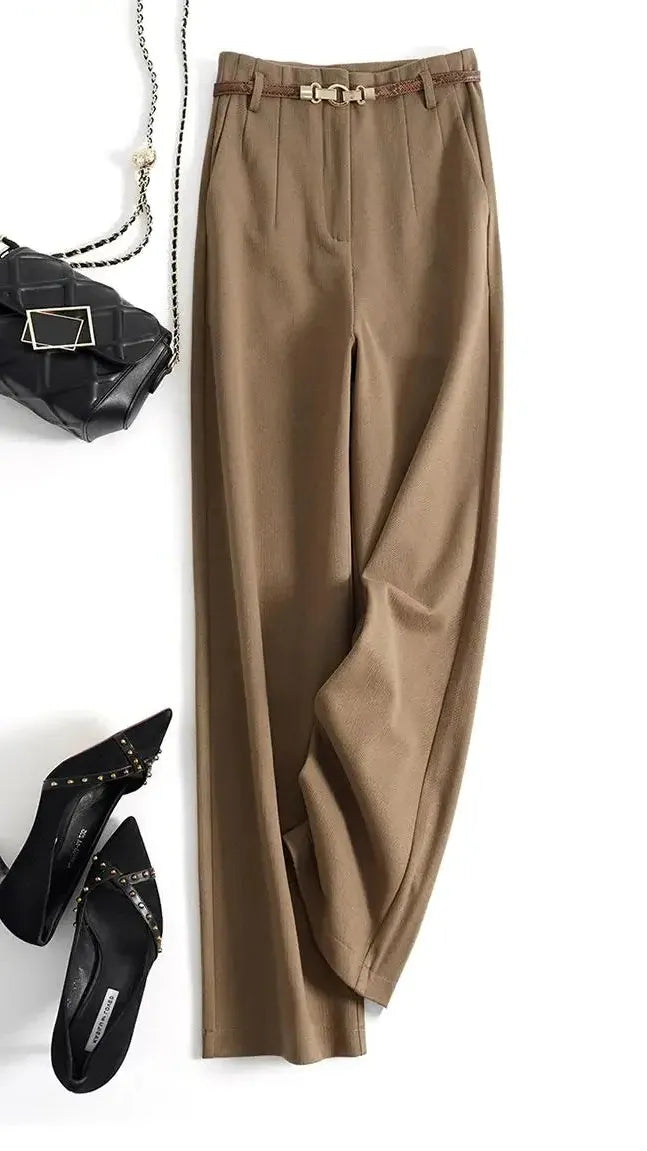 Wide Leg Wool Trousers for Women - Milano Style - Elegant Office or Casual Wear - Comfortable Fit