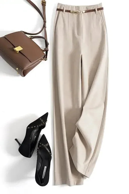 Wide Leg Wool Trousers for Women - Milano Style - Elegant Office or Casual Wear - Comfortable Fit