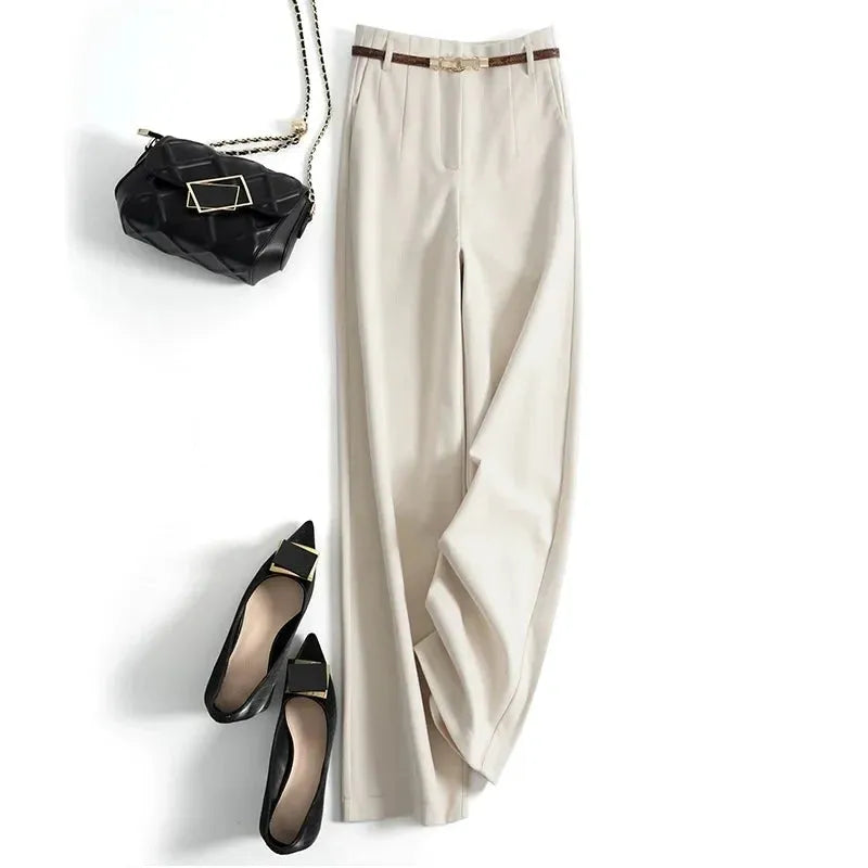 Wide Leg Wool Trousers for Women - Milano Style - Elegant Office or Casual Wear - Comfortable Fit