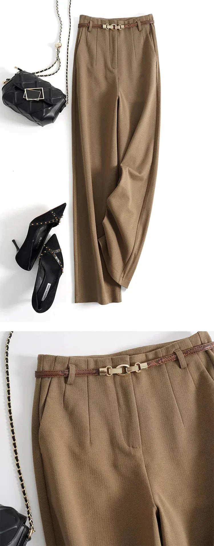 Wide Leg Wool Trousers for Women - Milano Style - Elegant Office or Casual Wear - Comfortable Fit