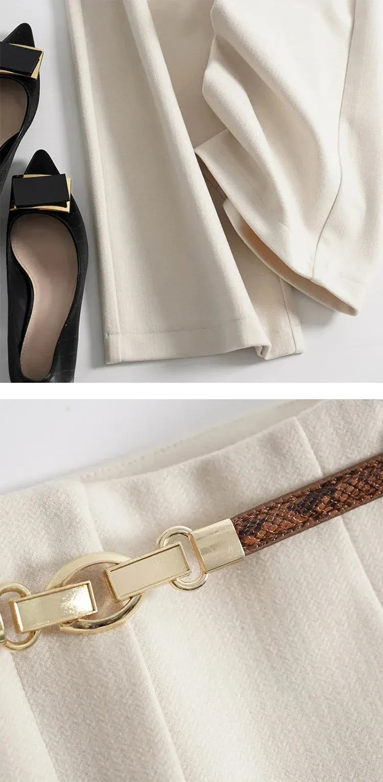 Wide Leg Wool Trousers for Women - Milano Style - Elegant Office or Casual Wear - Comfortable Fit