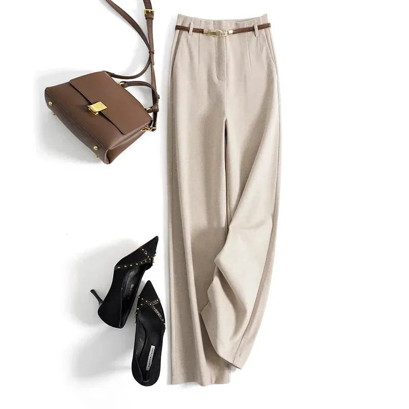 Wide Leg Wool Trousers for Women - Milano Style - Elegant Office or Casual Wear - Comfortable Fit