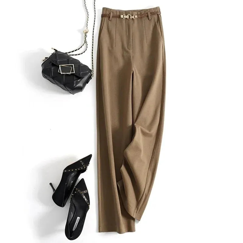 Wide Leg Wool Trousers for Women - Milano Style - Elegant Office or Casual Wear - Comfortable Fit