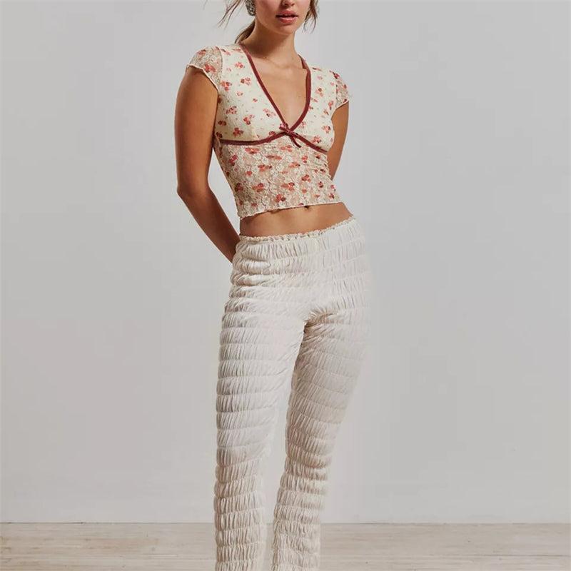 Women's Cotton Crop Top - Casual Short Sleeve Design for Everyday Wear