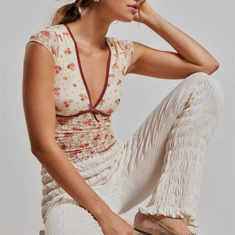 Women's Cotton Crop Top - Casual Short Sleeve Design for Everyday Wear