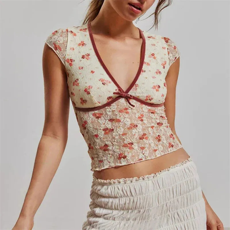 Women's Cotton Crop Top - Casual Short Sleeve Design for Everyday Wear