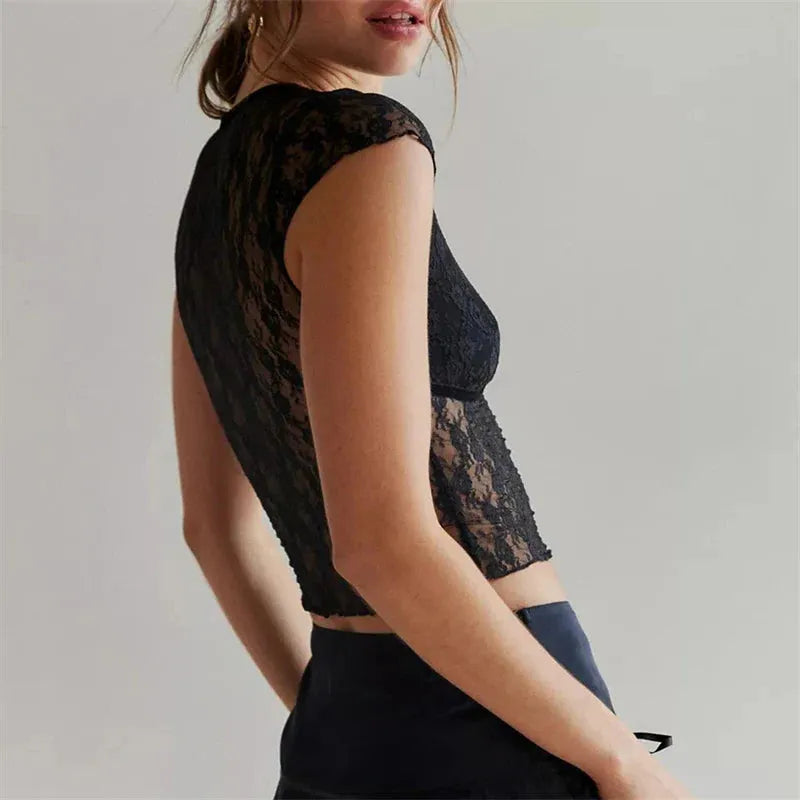 Women's Cotton Crop Top - Casual Short Sleeve Design for Everyday Wear